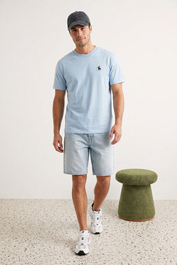 A__k Mavi Regular/Normal Kesim At Nak__ Detayl_ %100 Pamuklu T-Shirt TMNSS24TS00056