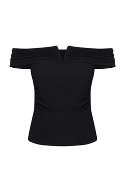 Siyah Carmen Yaka V Aksesuar Detayl? Orme Bluz TPRSS25BZ00014 - Trendyolmilla фото 6