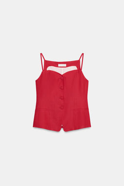 CHALECO ESCOTE CORAZ?N CON LINO / Rojo