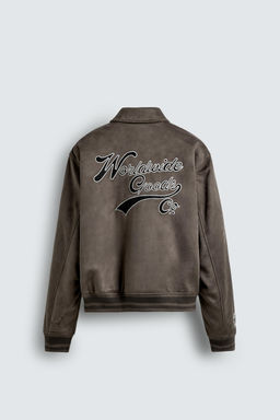 FAUX SUEDE JACKET WITH PATCH AND EMBROIDERY DETAIL - Zara фото 8