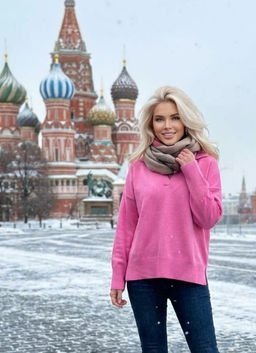 K13315 Джемпер (вязаный трикотаж) РОЗОВЫЙ