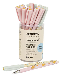 Ручка гелевая стираемая LOREX KIDS SHIBA BAND Slim Soft Grip 0,5 мм синяя, покрытие ultra-...