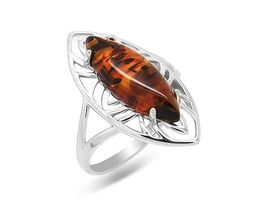Кольцо из серебра янтарь, КП33