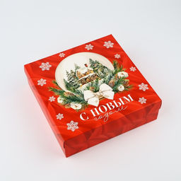 Коробка подарочная новогодняя складная «Снежный шар », 26×26×8 см