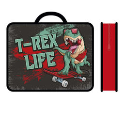 Папка на молнии с ручками А4 (ПМ-А4-26) "T-Rex" тканевая окантовка