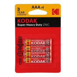 Цена за 3 шт. Батарейка солевая Kodak Extra Heavy Duty, AAA, R03-4BL, 1.5В, блистер, 4 шт.