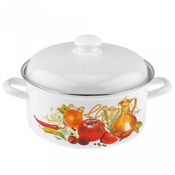 Итальянская кухня Кастрюля эмалированная 4,5л, форма цилиндрическая, металлическая крышка (Россия)