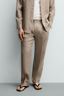 PANTAL?N REGULAR FIT 100% LINO / Blanco - Zara фото 2