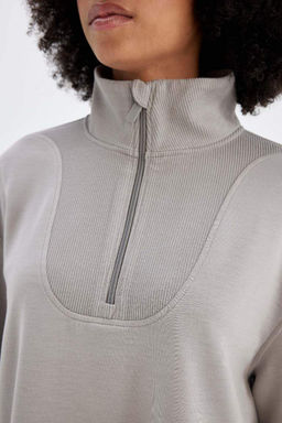 DeFactoFit Толстовка широкого кроя с воротником-стойкой и молнией Oversize для спортсменов из модала  фото 8