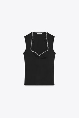 METALLIC THREAD STRETCH TOP - Zara фото 7