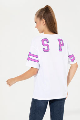 Kad_n Beyaz Bisiklet Yaka Ti__rt