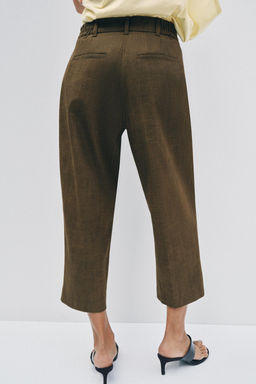 PANTAL?N CROPPED PINZAS ZW COLLECTION / Khaki - Zara фото 16