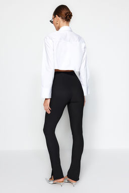 Siyah Pacas? Yandan Y?rtmacl? Ottoman Yuksek Bel Orme Tayt TWOAW24TA00008 - Trendyolmilla фото 7