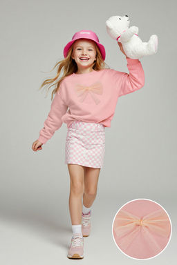 Pudra Pamuklu Fiyonklu Kal?n/Ici Polarl? Oversize Orme K?z Cocuk Sweatshirt TKDAW26SW00026 - Trendyolmilla фото 8