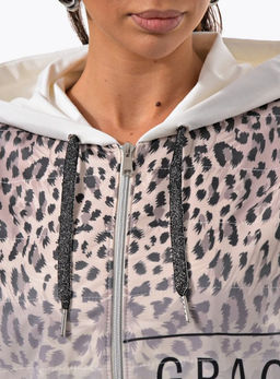 Толстовка из футера комбинированного с принтованной плащевой тканью - А+б коллекция фото 42