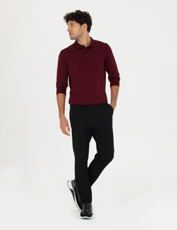 Siyah Slim Fit Beli Lastikli Ba_c_kl_ Kanvas Pantolon