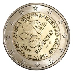 2 евро 2011 года Словакия  20 лет формирования Вишеградской группы