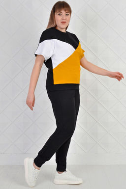 Арт. 2343 Костюм с брюками женский 50-58 (5 шт) Цвет:верх-черный, белый, горчичный, низ-черный - Калинка фото 4