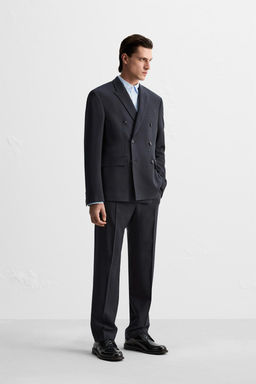 DOUBLE-BREASTED HERRINGBONE SUIT BLAZER - Zara фото 4