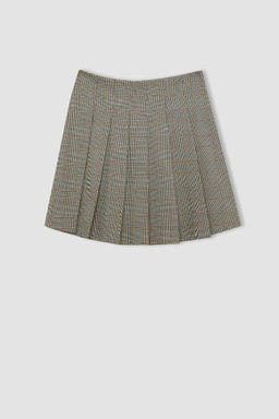 Плиссированная мини-юбка в клетку с нормальной талией
