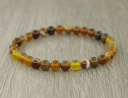 Агат коричнево-бежевый браслет "Классика" 6мм