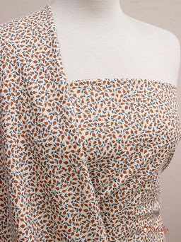 Теплый хлопок Россыпь бутончиков цв.терракотовый, ш.1.5м, хлопок-100%, 158гр/м.кв - Купава фото 5