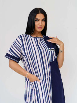 Платье женское, цвет синий белый бежевый