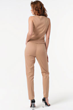 Брюки из плотной костюмной ткани песочные