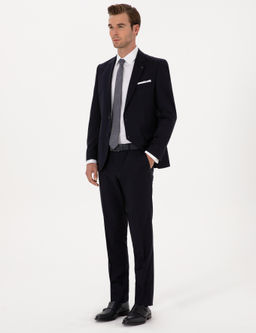 Lacivert Slim Fit Tak_m Elbise - Cacharel фото 4