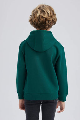 Толстая толстовка с капюшоном и принтом для мальчиков - Defacto фото 6