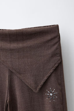 PANTAL?N WIDE LEG PAREO BOTONES / Marr?n - Zara фото 3