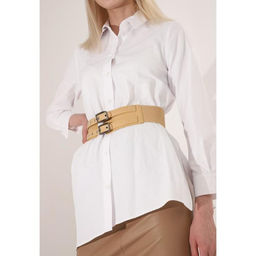 Ремень женский, ширина 6.8 см, пряжка металл, люверсы, цвет бежевый - Simaland фото 3