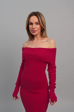 Женское вязаное платье с открытыми плечами Happyfox