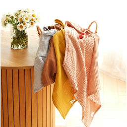 Полотенце уголок муслиновое Крошка Я, 75х75 см, цвет пудровый, 100% хлопок, 3-сл, 180 гр/м2  фото 12