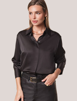 Блузка Vilatte D29.275 сатин чёрный