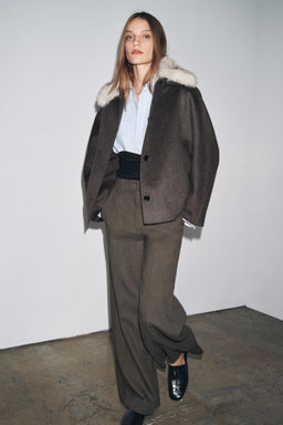 WOOL JACKET WITH FAUX FUR COLLAR ZW COLLECTION - Zara фото 15