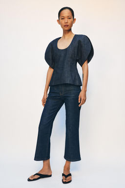 JEANS ZW COLLECTION CROPPED FLARE TIRO MEDIO / Azul