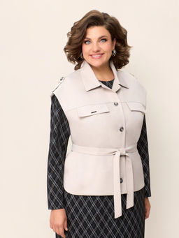 Платье с жилетом белорусское в офис - Almond фото 3