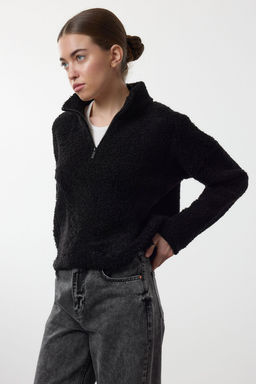 Mavi Yumusak Dokulu Iplik Fermuarl? Dik Yaka Triko Kazak TWOAW25KZ00068 - Trendyolmilla фото 6