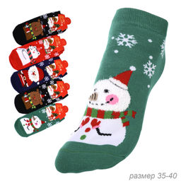 Носки р. 35-40 Новый год короткие / L816 / уп 10/1200/ ОДНА ПАРА/ МАРКА