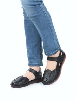 08-5008-1 BLACK Босоножки женские (натуральная кожа)