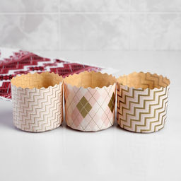 Цена за 2000 шт. Форма для выпечки кулича бумажная Деко-про «Ромбики», одноразовая, 7×6 см, МИКС