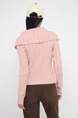 Teen Pembe Yumusak Dokulu Crop/K?sa Triko Kazak TWOAW26KZ00138 - Trendyolmilla фото 4