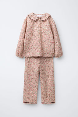 AGES 6-14 / LACE TRIM FLORAL PYJAMAS