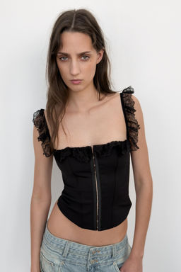 TOP CORSETERO ENCAJE / Negro