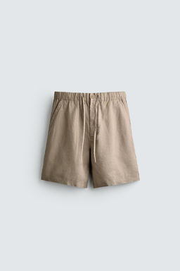 BERMUDA RELAXED FIT 100% LINO / Gris topo