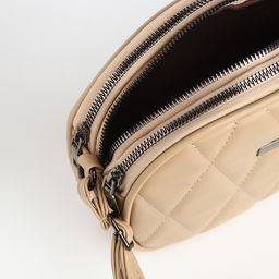 Сумка женская кросс-боди на молнии, 19×7×15 см, со стёжкой, бежевая