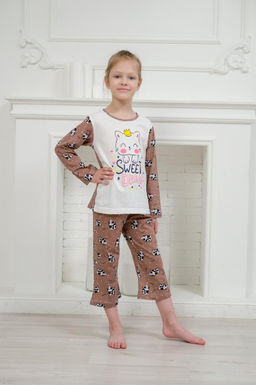 Пижама детская из кулирки Кисонька молоко - Амадэль фото 2