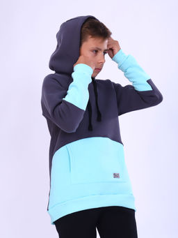 Толстовка "Колор" серый-бирюза