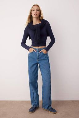 Mavi Yuksek Bel Dikis Detayl? Baggy Jeans TWOAW26JE00139 - Trendyolmilla фото 2